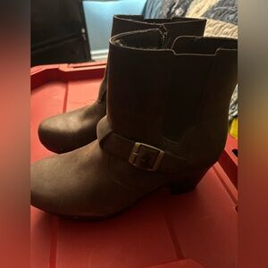 Clarks Dark Brown Buckle Ankle Boots